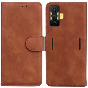 For Xiaomi Poco F4 GT / Redmi K50 Gaming Skin Feel Pure Color Flip Leather Phone Case(Brown)
