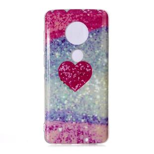 For Motorola Moto G7 Coloured Drawing Pattern IMD Workmanship Soft TPU Protective Case(Red Heart)