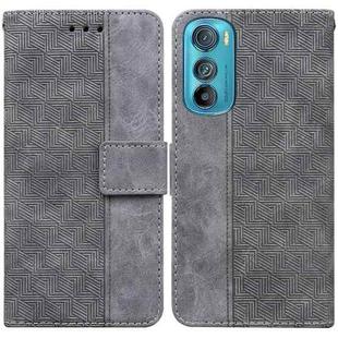 For Motorola Edge 30 Geometric Embossed Leather Phone Case(Grey)