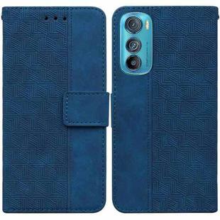 For Motorola Edge 30 Geometric Embossed Leather Phone Case(Blue)