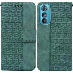 For Motorola Edge 30 Geometric Embossed Leather Phone Case(Green)