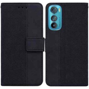 For Motorola Edge 30 Geometric Embossed Leather Phone Case(Black)