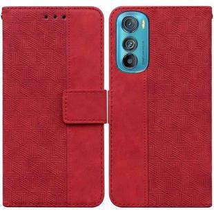 For Motorola Edge 30 Geometric Embossed Leather Phone Case(Red)