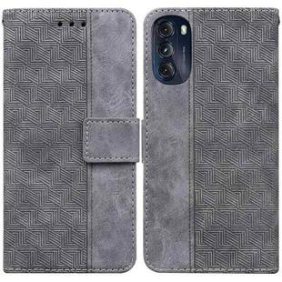 For Motorola Moto G 2022 Geometric Embossed Leather Phone Case(Grey)