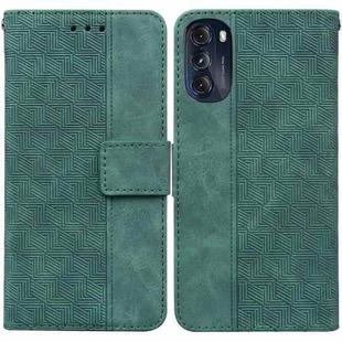 For Motorola Moto G 2022 Geometric Embossed Leather Phone Case(Green)