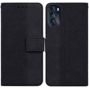 For Motorola Moto G 2022 Geometric Embossed Leather Phone Case(Black)
