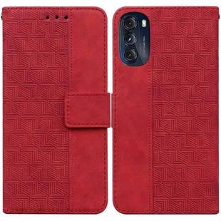 For Motorola Moto G 2022 Geometric Embossed Leather Phone Case(Red)