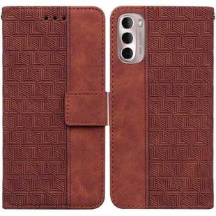 For Motorola Moto G Stylus 4G 2022 Geometric Embossed Leather Phone Case(Brown)