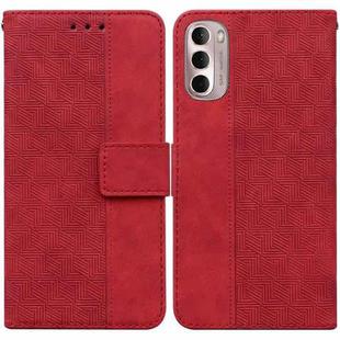 For Motorola Moto G Stylus 4G 2022 Geometric Embossed Leather Phone Case(Red)