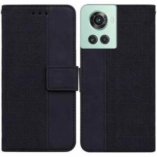 For OnePlus 10R / Ace Geometric Embossed Leather Phone Case(Black)