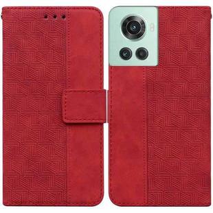 For OnePlus 10R / Ace Geometric Embossed Leather Phone Case(Red)
