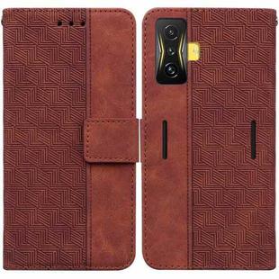 For Xiaomi Poco F4 GT / Redmi K50 Gaming Geometric Embossed Leather Phone Case(Brown)