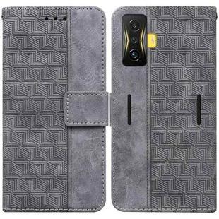 For Xiaomi Poco F4 GT / Redmi K50 Gaming Geometric Embossed Leather Phone Case(Grey)