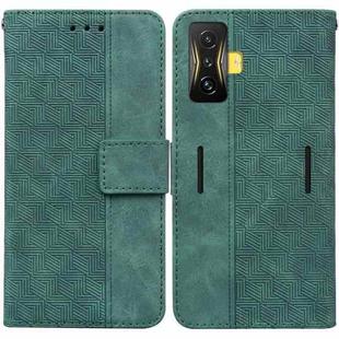 For Xiaomi Poco F4 GT / Redmi K50 Gaming Geometric Embossed Leather Phone Case(Green)