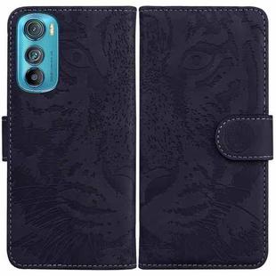 For Motorola Edge 30 Tiger Embossing Pattern Horizontal Flip Leather Phone Case(Black)