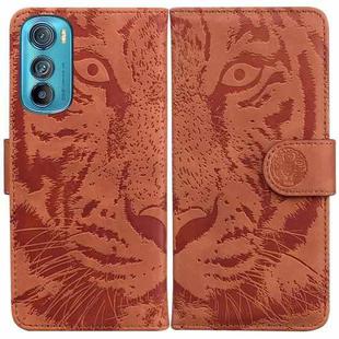 For Motorola Edge 30 Tiger Embossing Pattern Horizontal Flip Leather Phone Case(Brown)