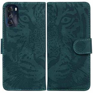 For Motorola Moto G 2022 Tiger Embossing Pattern Horizontal Flip Leather Phone Case(Green)