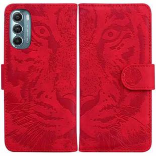 For Motorola Moto G Stylus 5G 2022 Tiger Embossing Pattern Horizontal Flip Leather Phone Case(Red)