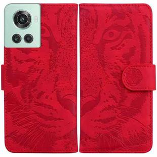 For OnePlus 10R / Ace Tiger Embossing Pattern Horizontal Flip Leather Phone Case(Red)