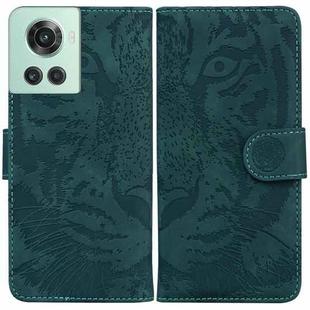 For OnePlus 10R / Ace Tiger Embossing Pattern Horizontal Flip Leather Phone Case(Green)