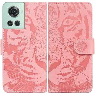 For OnePlus 10R / Ace Tiger Embossing Pattern Horizontal Flip Leather Phone Case(Pink)