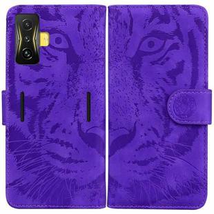 For Xiaomi Poco F4 GT / Redmi K50 Gaming Tiger Embossing Pattern Horizontal Flip Leather Phone Case(Purple)