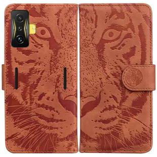 For Xiaomi Poco F4 GT / Redmi K50 Gaming Tiger Embossing Pattern Horizontal Flip Leather Phone Case(Brown)