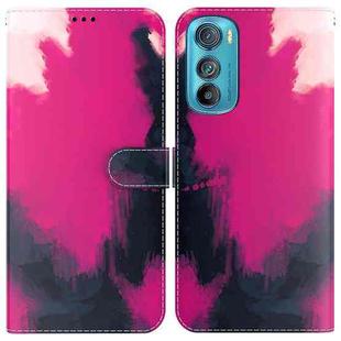 For Motorola Edge 30 Watercolor Pattern Leather Phone Case(Berry)