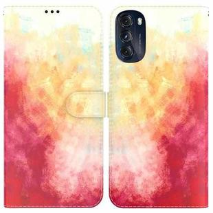 For Motorola Moto G 2022 Watercolor Pattern Leather Phone Case(Spring Cherry)