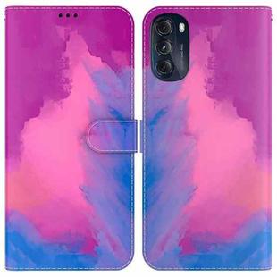 For Motorola Moto G 2022 Watercolor Pattern Leather Phone Case(Purple Red)