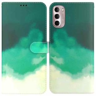 For Motorola Moto G Stylus 4G 2022 Watercolor Pattern Leather Phone Case(Cyan Green)