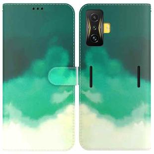 For Xiaomi Poco F4 GT / Redmi K50 Gaming Watercolor Pattern Leather Phone Case(Cyan Green)