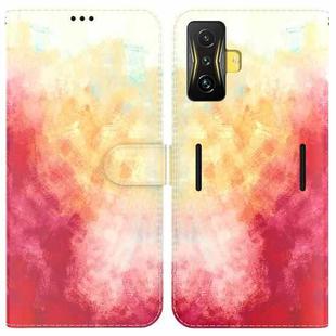 For Xiaomi Poco F4 GT / Redmi K50 Gaming Watercolor Pattern Leather Phone Case(Spring Cherry)