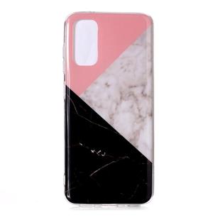 For Galaxy S20 Marble Pattern Soft TPU Protective Case(Pink Black Color Matching)