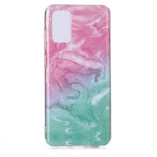 For Galaxy S20 Ultra Marble Pattern Soft TPU Protective Case(Pink Green)