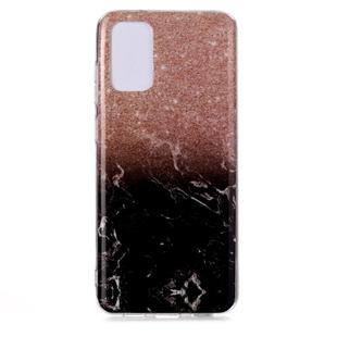 For Galaxy S20 Ultra Marble Pattern Soft TPU Protective Case(Black Gold)