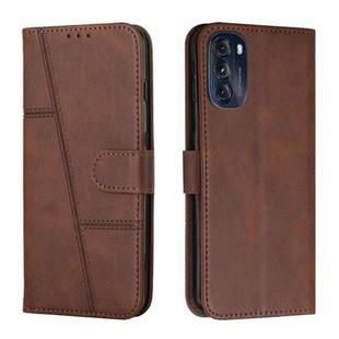 For Motorola Moto G 5G 2022 Stitching Calf Texture Buckle Leather Phone Case(Brown)