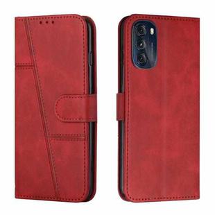 For Motorola Moto G 5G 2022 Stitching Calf Texture Buckle Leather Phone Case(Red)