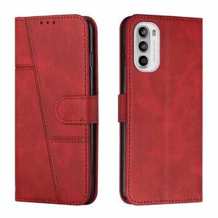 For Motorola Moto G52 Stitching Calf Texture Buckle Leather Phone Case(Red)