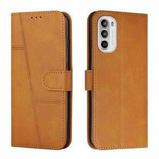For Motorola Moto G52 Stitching Calf Texture Buckle Leather Phone Case(Yellow)