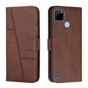 For OPPO Realme C21Y / C25Y Stitching Calf Texture Buckle Leather Phone Case(Brown)