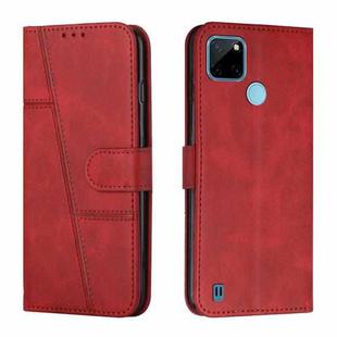 For OPPO Realme C21Y / C25Y Stitching Calf Texture Buckle Leather Phone Case(Red)