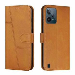 For OPPO Realme C31 4G Stitching Calf Texture Buckle Leather Phone Case(Yellow)