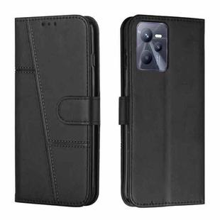 For OPPO Realme C35/Narzo 50A Prime 4G Stitching Calf Texture Buckle Leather Phone Case(Black)