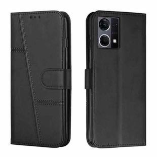 For OPPO Reno7 4G Global / F21 Pro 4G Stitching Calf Texture Buckle Leather Phone Case(Black)