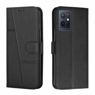 For vivo T1 5G India/Y75 5G Global/Y55 5G Global/Y33S 5G CN/iQOO Z6/iQOO U5 Stitching Calf Texture Buckle Leather Phone Case(Black)