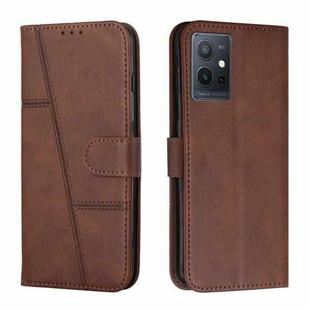 For vivo T1 5G India/Y75 5G Global/Y55 5G Global/Y33S 5G CN/iQOO Z6/iQOO U5 Stitching Calf Texture Buckle Leather Phone Case(Brown)