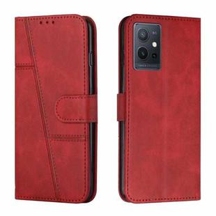 For vivo T1 5G India/Y75 5G Global/Y55 5G Global/Y33S 5G CN/iQOO Z6/iQOO U5 Stitching Calf Texture Buckle Leather Phone Case(Red)