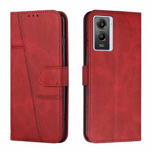 For vivo Y55s 5G Stitching Calf Texture Buckle Leather Phone Case(Red)