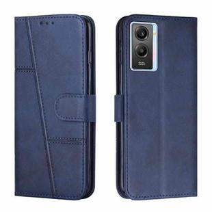 For vivo Y55s 5G Stitching Calf Texture Buckle Leather Phone Case(Blue)